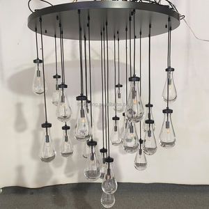 계단 크리스탈 빗방울 샹들리에 조명 원형 대형 펜던트 조명 높은 천장 고급 롱 레인 드롭 샹들리에 - Product Image 3