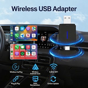 KC Certified 2-in-1 <b>Wireless</b> CarPlay & Android Auto <b>Adapter</b>, Dual USB Port Car Dongle for Wired CarPlay to <b>Wireless</b> Conversion - Product Image 3
