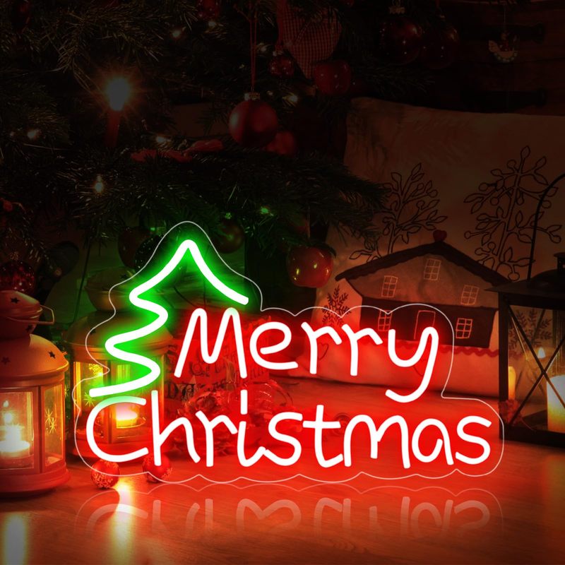 Merry Christmas Neon Sign Acrylic Tree