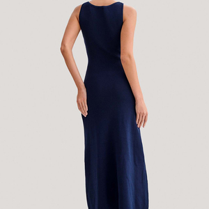 2024 été nouveau Style à la mode <span class=keywords><strong>sans</strong></span> manches simple boutonnage taille haute minceur longue robe pour femmes tricoté robe <span class=keywords><strong>pull</strong></span> - Product Image 3