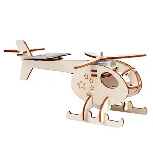 Modèle d'hélicoptère solaire en bois DIY STEM Porject Kit 3D Puzzles Expériences scientifiques Jouets de construction éducatifs pour enfants