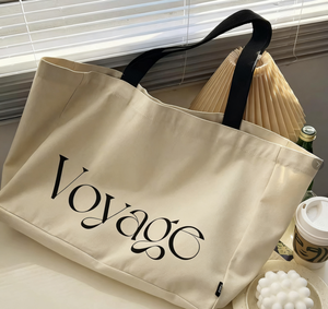 กระเป๋าผ้าใบแฟชั่นผ้าฝ้ายมีหูหิ้วพิมพ์โลโก้ตามสั่งขนาดใหญ่ - Product Image 3