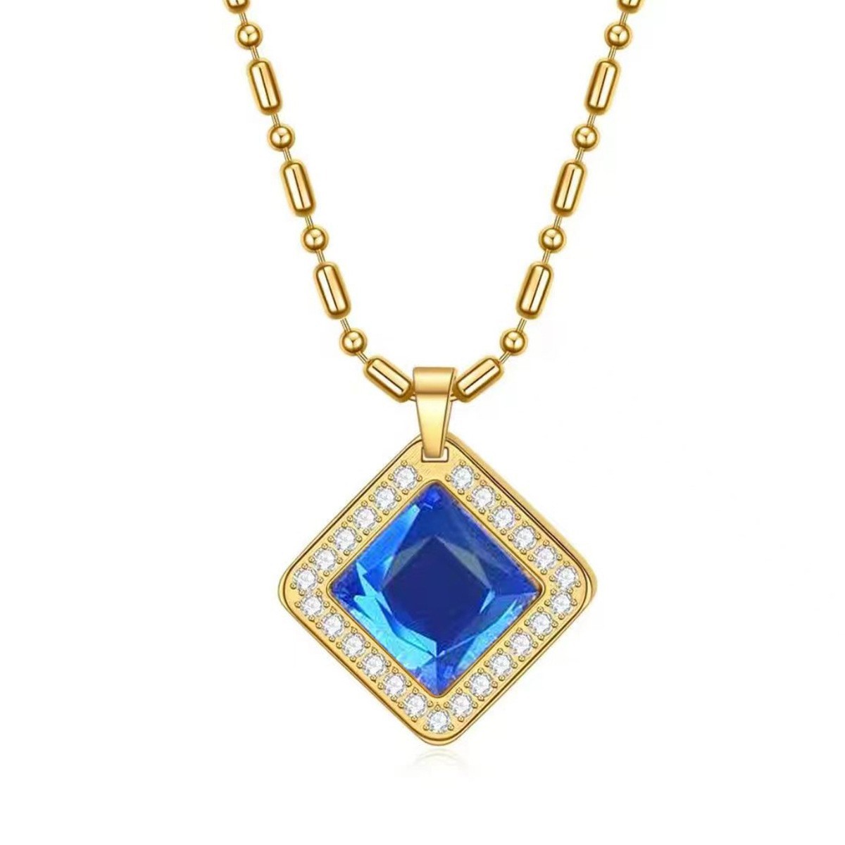 2024 Jewelry New Volcanic Energy Stone 18k Gold Titanium Steel Diamond rare Earth Permanent Magnet Pendant Wholesale Necklace