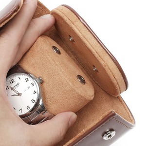 Luxury Customized PU Leather Watch Roll Case Detachable Oval Design 1 2 3 Slots Travel Watch Storage Box with Suede Interior - Product Image 5
