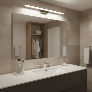 Luminaire de salle de bain LED moderne 39 pouces en fer noir, applique murale pour miroir, lumière blanc chaud 3500K, corps en aluminium IP44 - Product Image 2