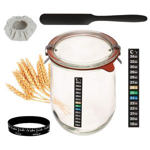 Tarro de fermentación reutilizable para masa de pan de 24 oz con termómetro, banda de alimentación y raspador, para panificación - Product Image 6