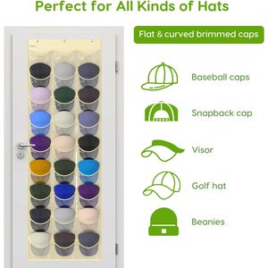 Hat Organizer 27 Pockets Over The Door Clear Pockets For Baseball Caps Storage Display <b>Rack</b> - Product Image 4