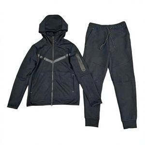 Unisex Sporty Tracksuit Full <b>Zip</b> <b>Hooded</b> Solid Casual Pants Set Regular Fit Winter Cotton Material Lightweight - Product Image 2
