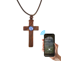 NFC croix collier Bracelet ensemble bois de santal verre cire cordon quotidien Bible versets 13.56MHz RFID personnalisé OEM/ODM sans frais chrétien