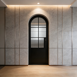 Porte battante intérieure minimaliste cintrée, cadre en acier sur mesure avec verre personnalisé, style personnalisé pour la <span class=keywords><strong>rénovation</strong></span> intérieure - Product Image 2