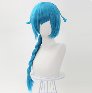 Perruque synthétique résistante à la chaleur pour cosplay de <span class=keywords><strong>League</strong></span> <span class=keywords><strong>of</strong></span> Legends LOL Arcane, <span class=keywords><strong>Jinx</strong></span> jeune, bleue, 55 cm de long, pour fête - Product Image 2