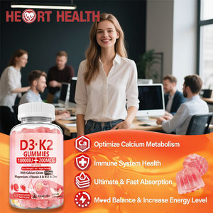 OEM/ODM Vitamin D3 K2 Gummies dengan 500mg kalsium + K2(MK-7) 200mcg Multivitamin Gummies IU 10,000 Gummies Vegan D3 - Product Image 2