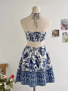 Vestido romántico con estampado Floral para mujer, cuello Halter, Sexy, a la moda, fácil de crear, estilo informal para vacaciones perezosas, otoño Natural - Product Image 2