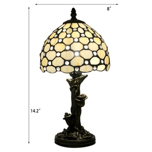 LongHuiJing 8 Inch Retro Pteris Beads Stained Glass Tiffany Style <b>Bedside</b> Reading Lamp - Product Image 4