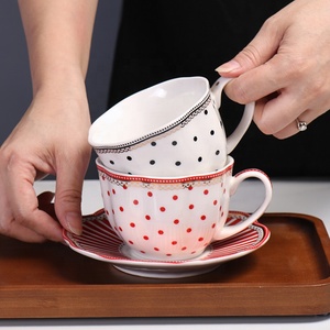 Low Price Promotion European Stripe and Wave Point Coffee <b>Set</b> Exquisite Ceramic Coffee <b>Cup</b> and Plate - Product Image 4