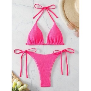 Bikini 2024 Europeo y Americano, Sexy, con Cordones, Tipo Halter, para Mujer, Moda de Comercio Exterior, Traje de Baño de Dos Piezas Multicolor - Product Image 4