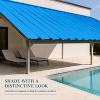 Lámina de Techo Corrugada Azul para Estructuras de Sombra en el Borde de la Piscina, Cubiertas para Patios Exteriores y Toldos para Jardín