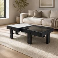 Table basse simple au design épuré, en panneau pressé foncé de forme linéaire, 140 cm, autoportante, pour un espace de rangement épuré dans le bureau ou la salle familiale
