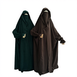 For <b>Cape</b> One Piece Nida Finger String Front Button Islamic Clothing Muslim Women Ramadan Eid Prayer Hooded Lightweight Modest - Product Image 4