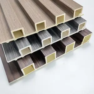 Panel de pared compuesto de plástico y madera impermeable, tableros de revestimiento de PVC WPC, paneles de pared estriados interiores y exteriores, Panel de pared Wpc