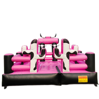 FUN BOUNCE Taureau mécanique gonflable rose en PVC écologique pour usage extérieur