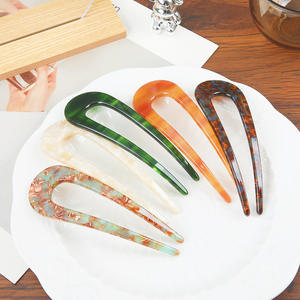 Nouvelle mode, vente en gros, accessoires pour <span class=keywords><strong>cheveux</strong></span> en acétate d'acrylique de qualité supérieure, colorés, grande fourchette en U, motif minimaliste - Product Image 3