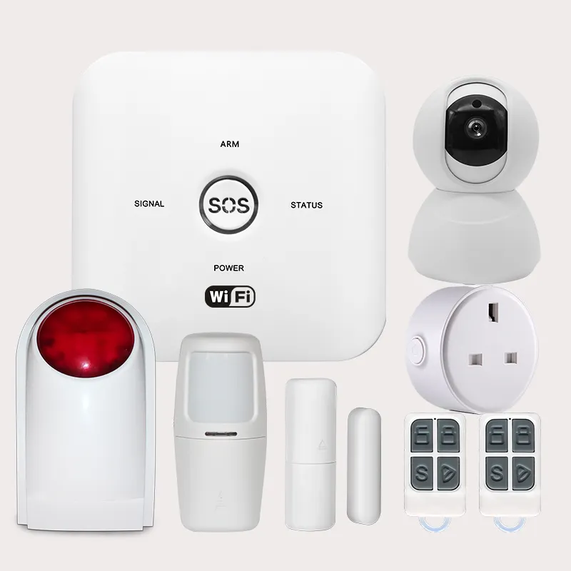 Intelligent GSM burglar alarm system with Tuya WIFI module can work with the Tuya plug on Same APP