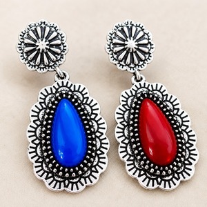 Orecchini bicolore rosso e blu, gioielli retrò da donna per tutti i giorni, idee regalo - Product Image 4