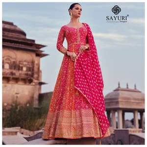 ชุดราตรี anarkali ดีไซเนอร์ซายูริเย็บเต็มตัวสำหรับงานแต่งงานและงานปาร์ตี้จากอินเดีย - Product Image 2
