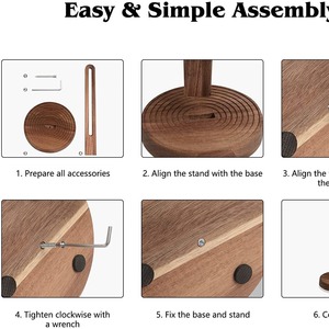 Wooden <b>Paper</b> Roll Holder Round Free Standing Minimalist Design <b>Kitchen</b> Towel Stand - Product Image 5