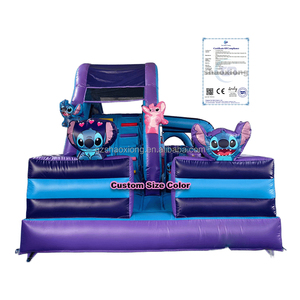 Corsa a ostacoli gonfiabile commerciale per bambini in cartone di Lilo e stitch castello di salto con scivolo combinato parco giochi per la casa del castello - Product Image 1