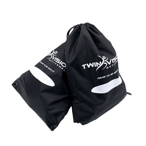 Sacs à cordon en polyester noir avec logo imprimé personnalisé - Product Image 2