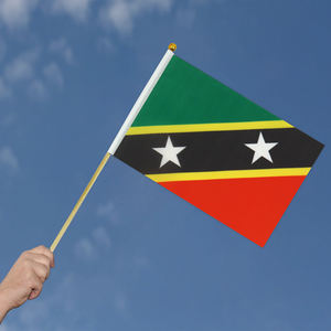 2024 фабрика, Лидер продаж, Федерация Святой Китт и Невис, деревянный шест, развевающийся вручную флаг для общего праздника - Product Image 5