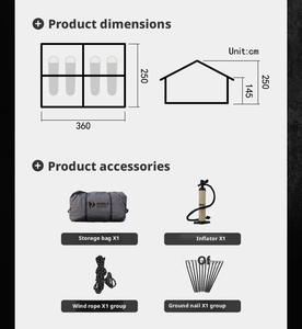 Tienda de Campaña Inflable Fabricada en China, Refugio Portátil de Lujo para Exteriores con <span class=keywords><strong>Tela</strong></span> de Algodón TC Impermeable y con Protección UV - Product Image 5