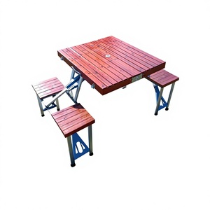 Bộ bàn ghế gấp gọn ngoài trời bằng gỗ chắc chắn và hợp kim nhôm, nhẹ, chống thấm nước - Dùng cho dã ngoại, ăn uống di động - Product Image 3