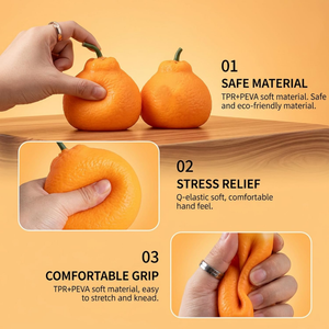 JITENG Grandes balles anti-stress en forme de fruit orange moche, jouet réaliste à presser, jouet sensoriel pour soulager l'anxiété des adultes - Product Image 6