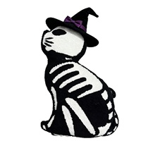 Coussin décoratif transfrontalier pour le commerce extérieur, motif chat crâne d'Halloween, unique et mignon, en polyester avec rembourrage en coton PP