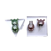 Mini flacon brillant argenté en forme d'ours de 1 ml pour gloss à lèvres, tube injecteur avec porte-clés