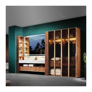 Armoire de salle de bains courbée en forme de l, meuble de salle de bains moderne, en marbre torsadé, salopette en bois massif
