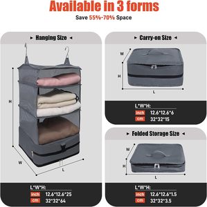 Portable voyage valise organisateur emballage Cubes bagage à main placard insérer grande capacité sacs de voyage pliable 4 étagères suspendu T - Product Image 3