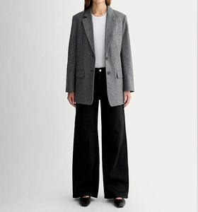 Blazer Casual de Oficina para Mujer, Talla Pequeña, Gris, Diseño Espigado, Mezcla de Lana, Cierre de un Botón - Product Image 6