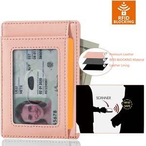 Cartera Delgada JIANJI para Bolsillo Frontal, Minimalista, de PU con Bloqueo RFID, Forro de Nailon, Cierre Abierto, Tarjetero Unisex - Product Image 3