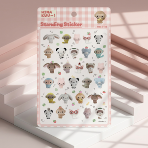 HINAKUU PVC Standing <b>Stickers</b> Fluffy Friends Korean Cute Soft Character 3D Pop UV Printed <b>Sticker</b> Sheet Diary Gift Kids - Product Image 1