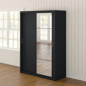 New Design <strong>Furniture</strong> Mirrored <strong>Bedroom</strong> Set <strong>Black</strong> Storage Sliding Wardrobe High <strong>Gloss</strong> Wood <strong>Bedroom</strong> - Product Image 1