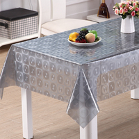 Nappe en PVC semi-transparente argentée RNPT, texture métallique, imperméable, facile à nettoyer, pour table à manger