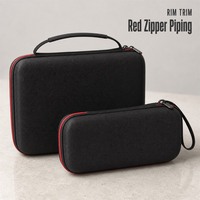 Ensemble de housses de transport rigides double taille avec garniture de fermeture éclair rouge, poignée et dragonne pour un rangement portable