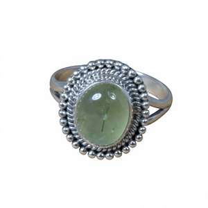 Bague en argent sterling 925 avec pierre précieuse préhnite, bijoux fins faits à la main, style chrétien tendance, certifiés - Product Image 1