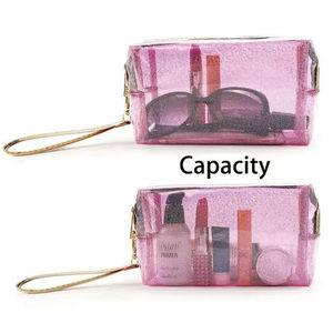 Sac de toilette de voyage en PVC transparent durable, organiseur de cosmétiques imperméable avec fermeture éclair et poignée pour le voyage - Product Image 3