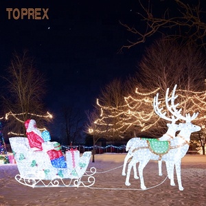 Penjualan Terbaik dekorasi Natal PVC Santa Sled dengan lampu LED memancarkan cahaya putih fitur Santa dan rusa kutub - Product Image 2