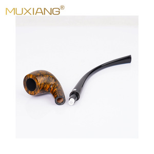 Muxiang Wooden Tobacco Pipe Bent Type 9mm Filter Solid Briar Wood Smoking Pipe For Men Gift - Product Image 5
